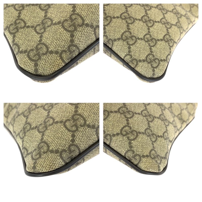 Gucci Beige Brown Gold GG Supreme Canvas Shoulder Bag