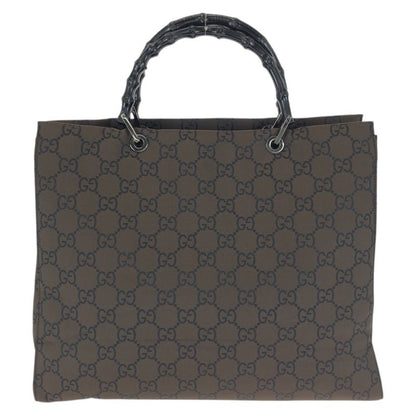 Gucci Bamboo GG Pattern Brown Silver Nylon 002 Tote
