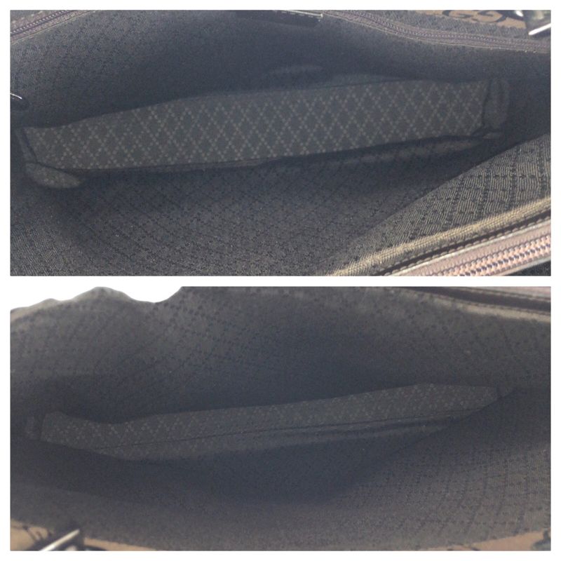 Gucci Bamboo GG Pattern Brown Silver Nylon 002 Tote