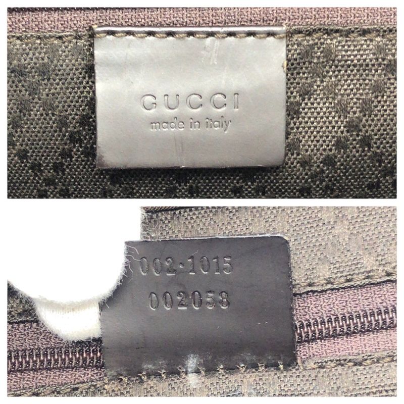 Gucci Bamboo GG Pattern Brown Silver Nylon 002 Tote
