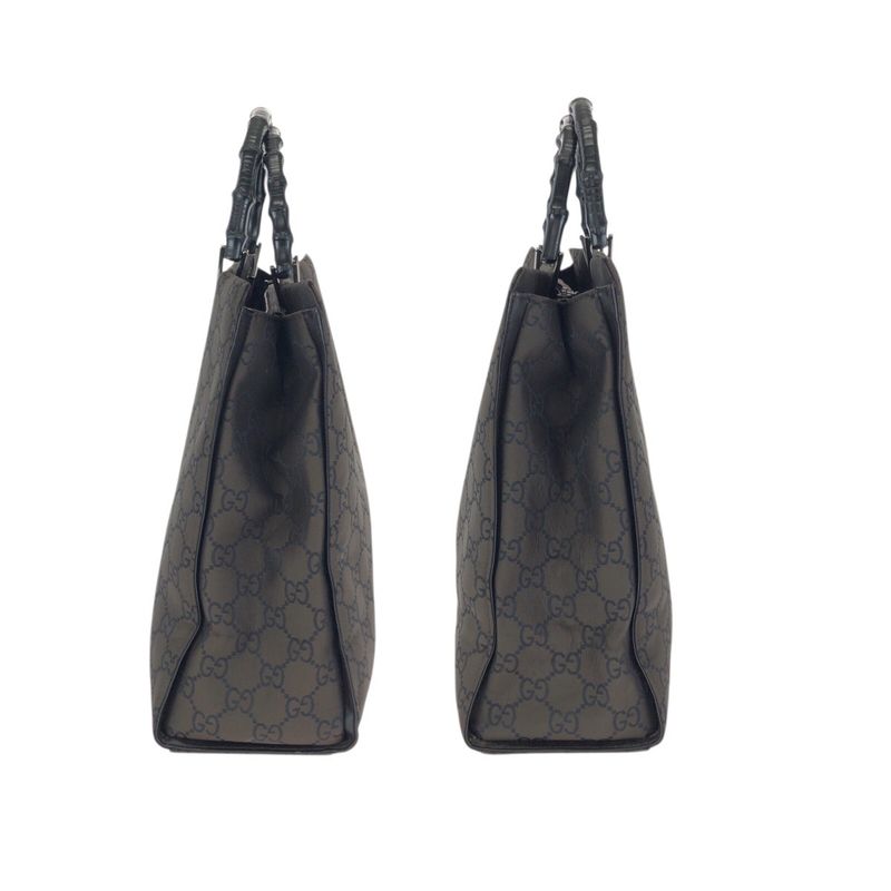 Gucci Bamboo GG Pattern Brown Silver Nylon 002 Tote