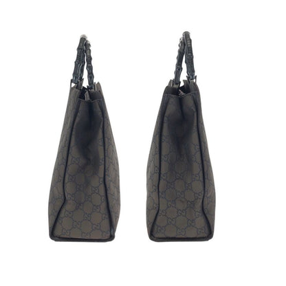 Gucci Bamboo GG Pattern Brown Silver Nylon 002 Tote