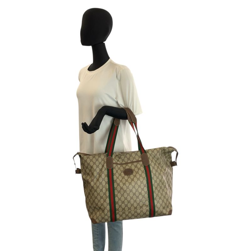 Gucci Vintage Sherry Line GG Supreme Canvas 156 19 014 Boston Bag