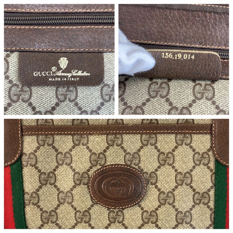 Gucci Vintage Sherry Line GG Supreme Canvas 156 19 014 Boston Bag
