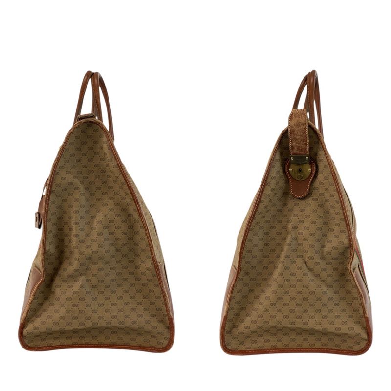 Gucci Vintage Micro GG Sherry Line Brown Boston Bag