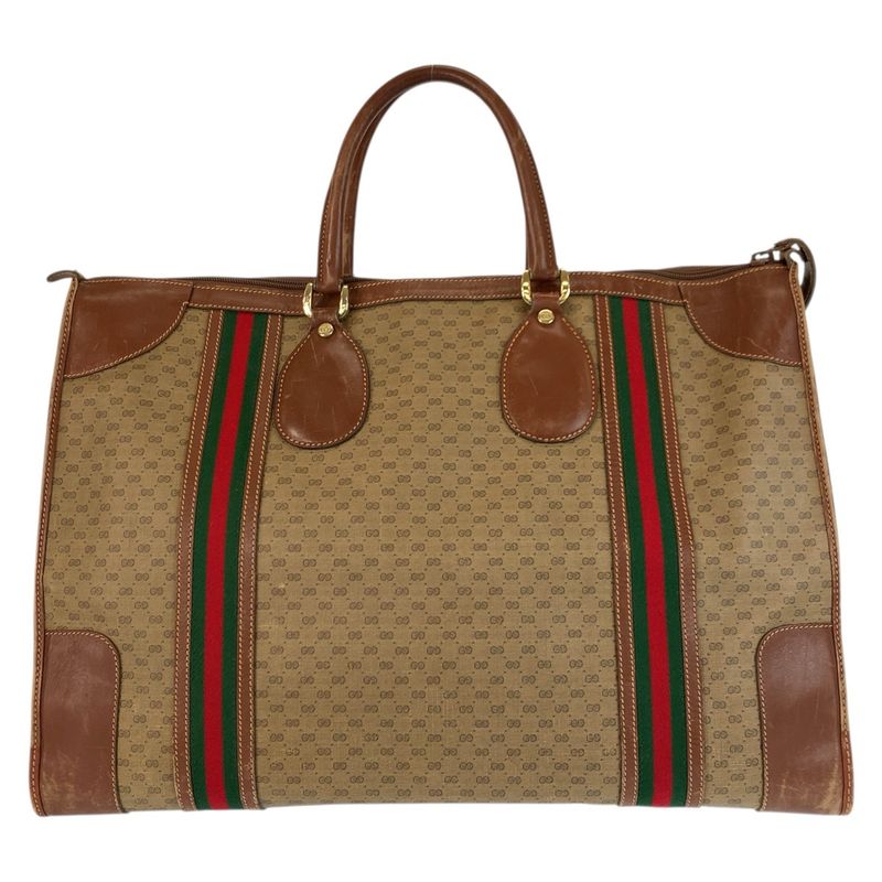 Gucci Vintage Micro GG Sherry Line Brown Boston Bag