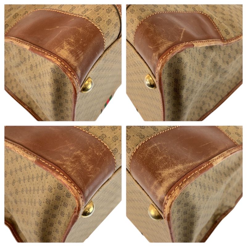 Gucci Vintage Micro GG Sherry Line Brown Boston Bag