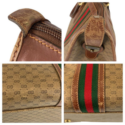 Gucci Vintage Micro GG Sherry Line Brown Boston Bag