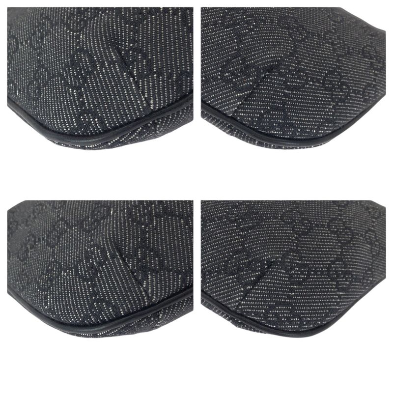 Gucci Black Gold GG Canvas Leather Handbag Pouch