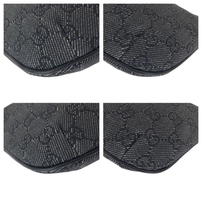 Gucci Black Gold GG Canvas Leather Handbag Pouch