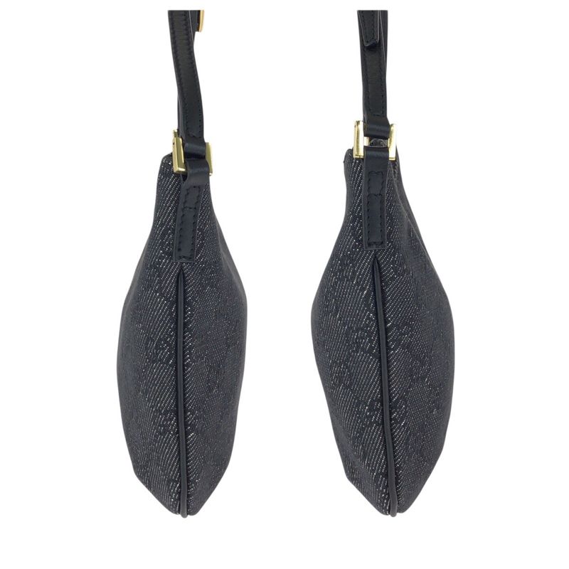 Gucci Black Gold GG Canvas Leather Handbag Pouch
