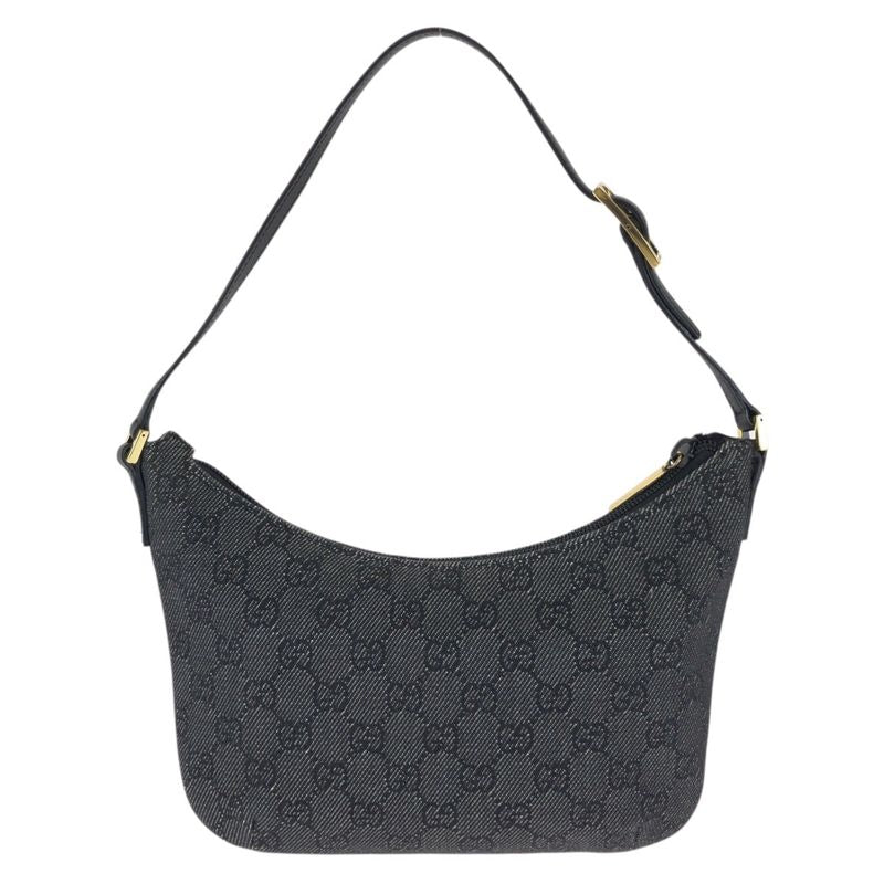 Gucci Black Gold GG Canvas Leather Handbag Pouch