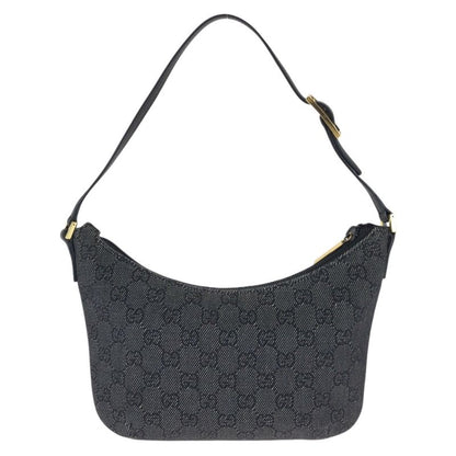 Gucci Black Gold GG Canvas Leather Handbag Pouch