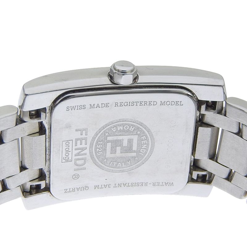 Fendi Orologi Stainless Steel Quartz Analog Display Black Dial Watch