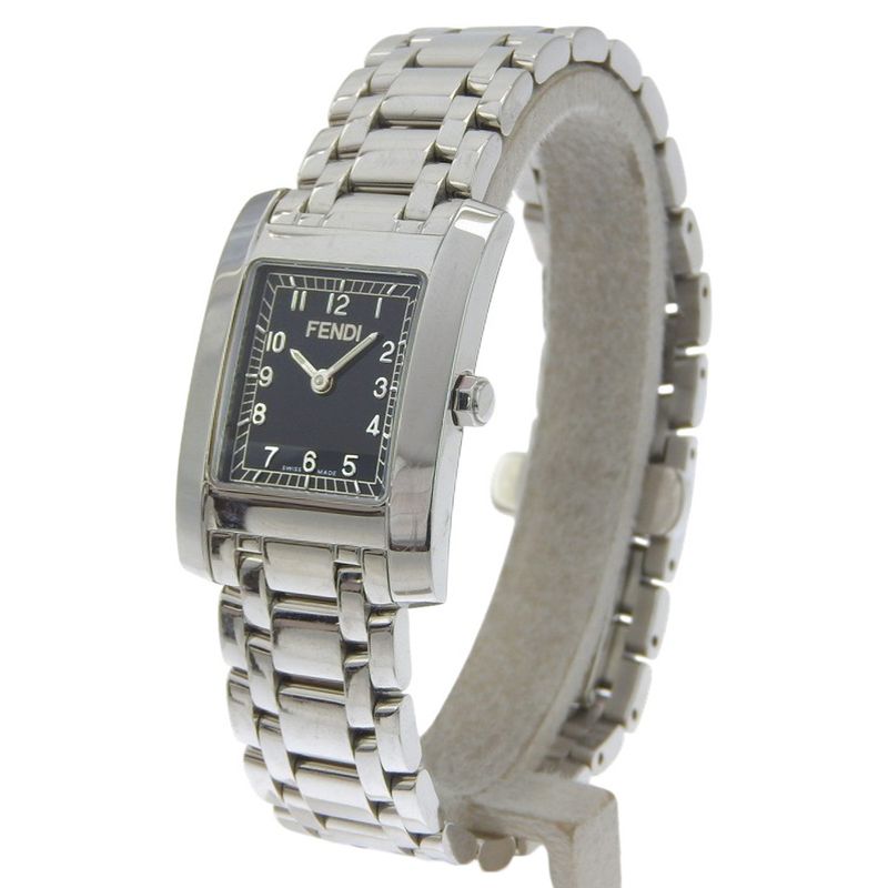 Fendi Orologi Stainless Steel Quartz Analog Display Black Dial Watch