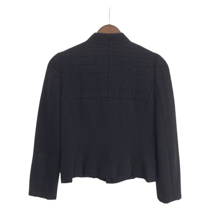 Chanel Quilted CC Logo Tan Karl Lagerfeld Work 36 Black Wool Jacket Skirt