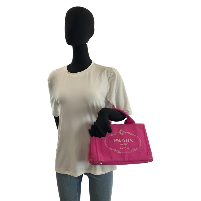 Prada Canapa Pink Gold Canvas Tote