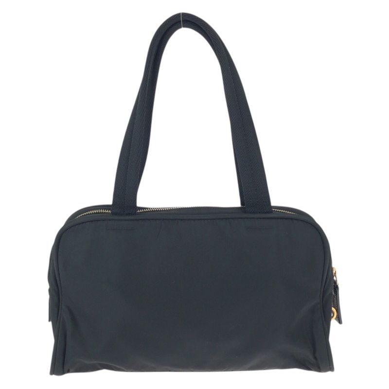 Prada Tessuto Black Gold Nylon Tote Mini Boston Bag
