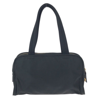 Prada Tessuto Black Gold Nylon Tote Mini Boston Bag