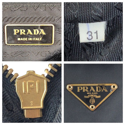 Prada Tessuto Black Gold Nylon Tote Mini Boston Bag