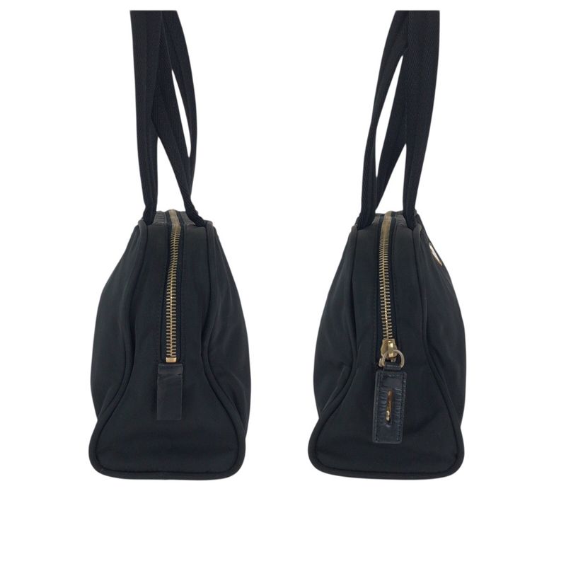 Prada Tessuto Black Gold Nylon Tote Mini Boston Bag