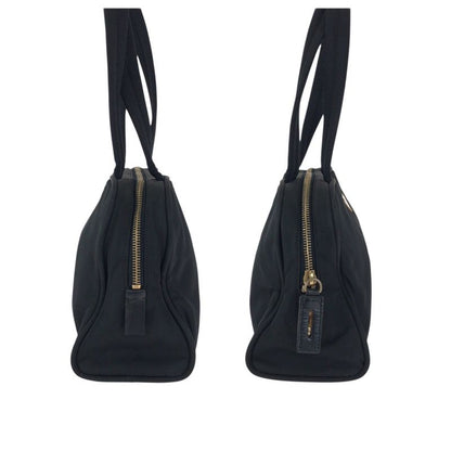 Prada Tessuto Black Gold Nylon Tote Mini Boston Bag