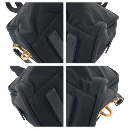 Prada Tessuto Black Gold Nylon Tote Mini Boston Bag