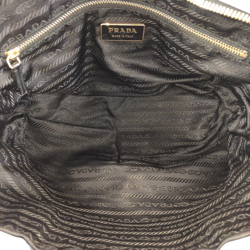 Prada Tessuto Black Gold Nylon Tote Mini Boston Bag