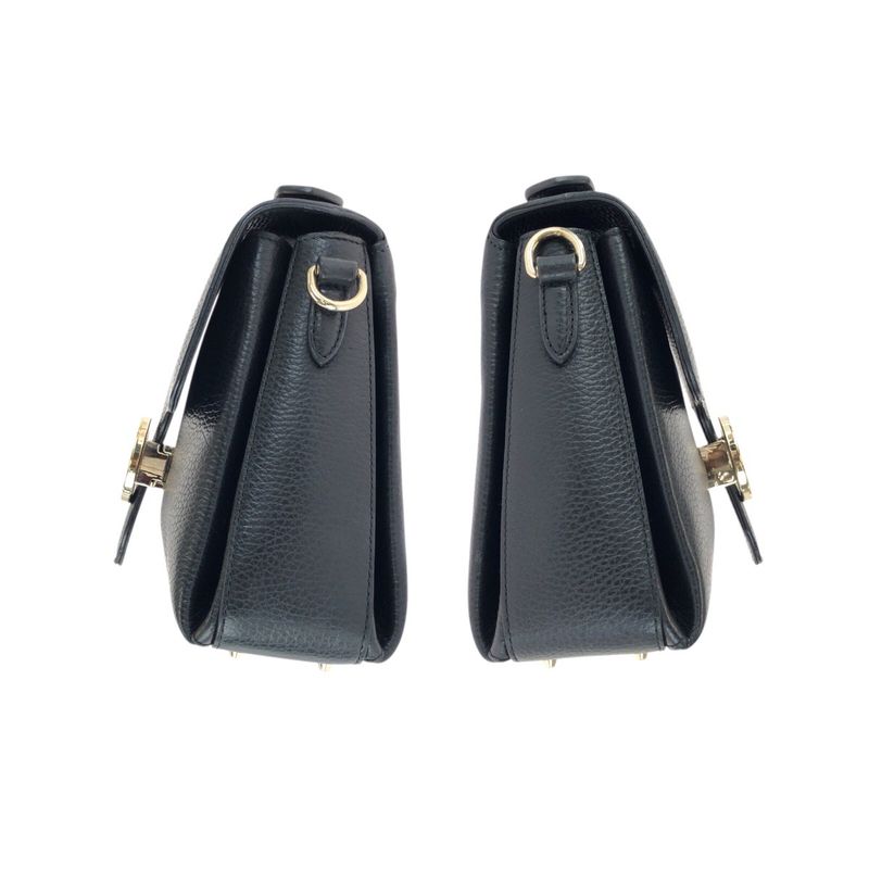 Gucci Interlocking 2-Way Black Gold Leather Chain Shoulder Bag