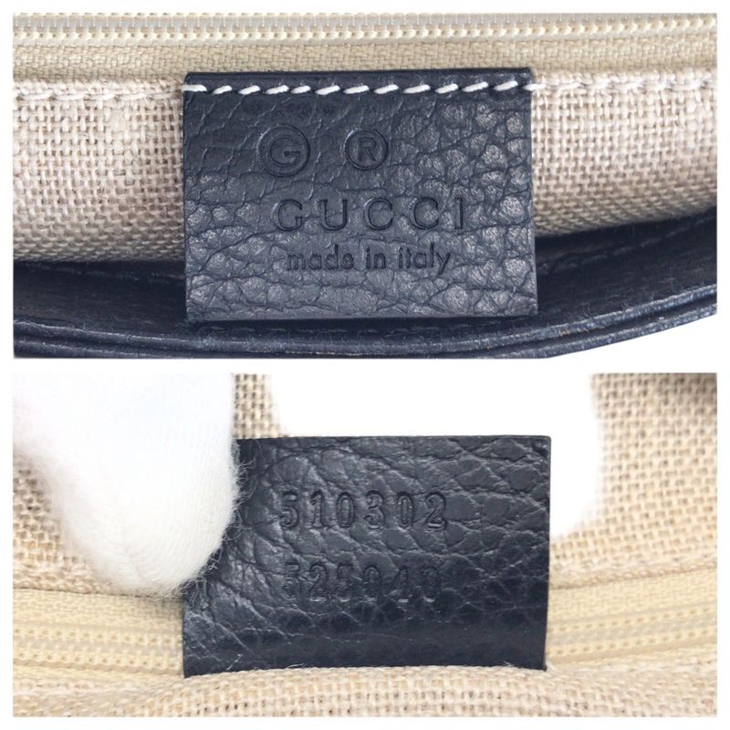 Gucci Interlocking 2-Way Black Gold Leather Chain Shoulder Bag