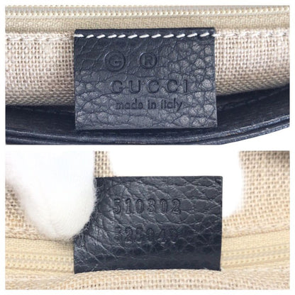 Gucci Interlocking 2-Way Black Gold Leather Chain Shoulder Bag