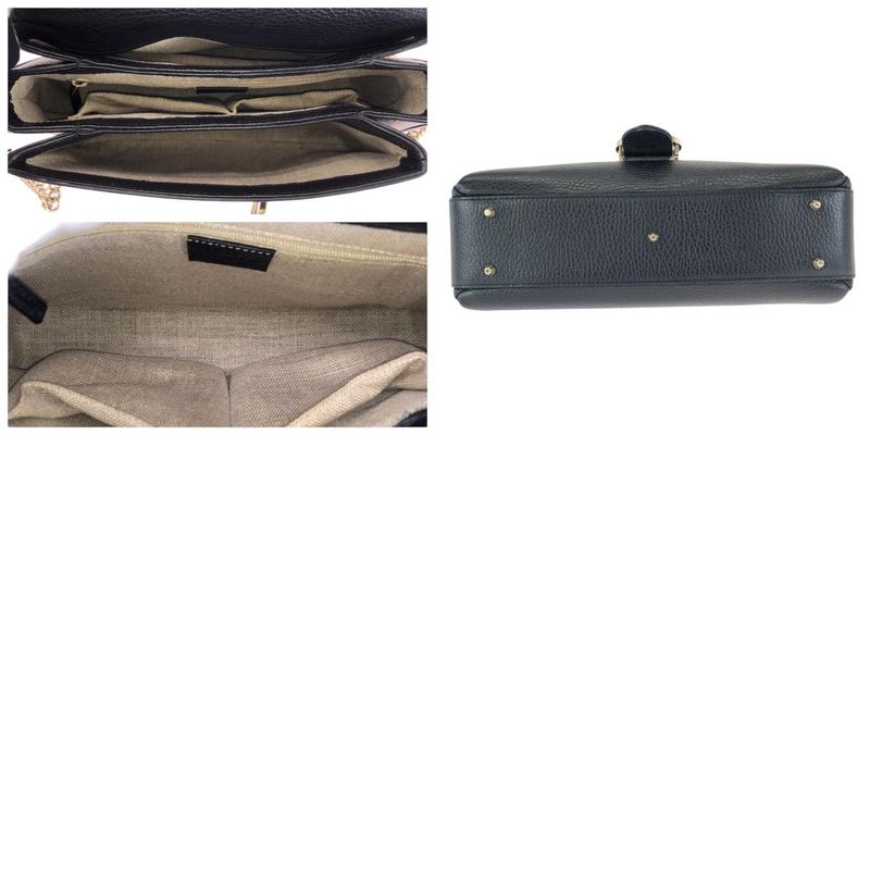 Gucci Interlocking 2-Way Black Gold Leather Chain Shoulder Bag