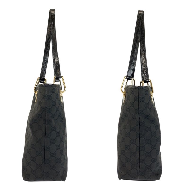 Gucci Black Gold GG Canvas Tote Shoulder Bag