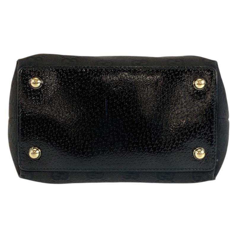 Gucci Black Gold GG Canvas Tote Shoulder Bag