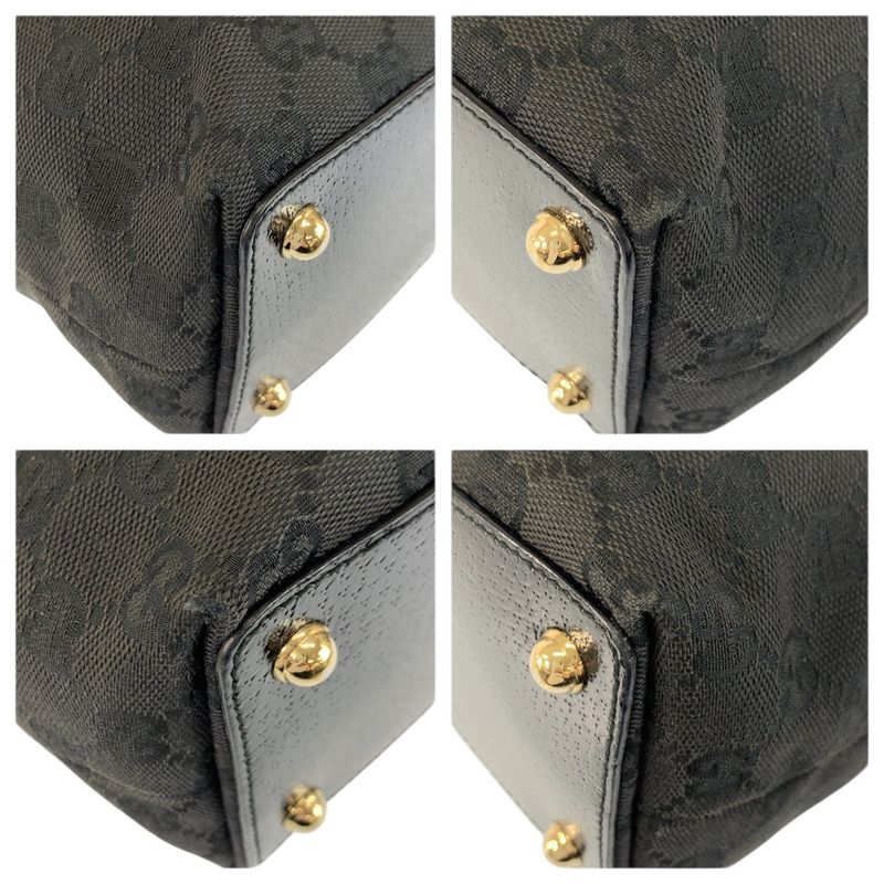 Gucci Black Gold GG Canvas Tote Shoulder Bag