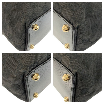 Gucci Black Gold GG Canvas Tote Shoulder Bag