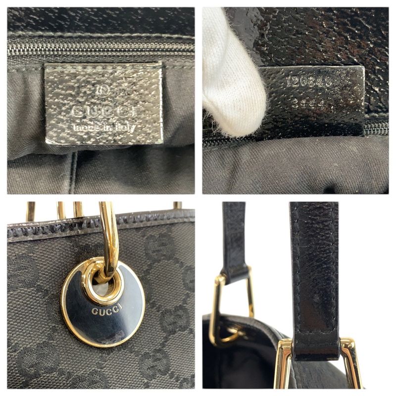 Gucci Black Gold GG Canvas Tote Shoulder Bag