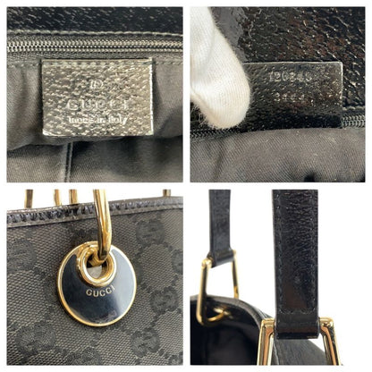 Gucci Black Gold GG Canvas Tote Shoulder Bag