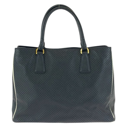 Prada Saffiano Perforated Black Gold Leather Tote