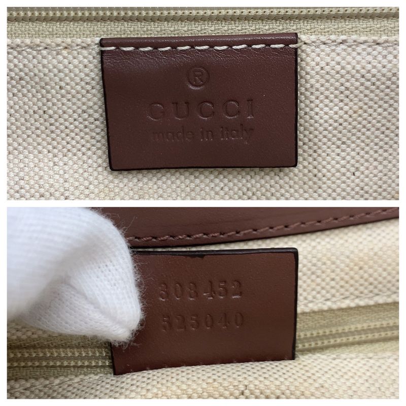 Gucci Ski Brown Beige Gold GG Canvas Leather Shoulder Bag Pochette