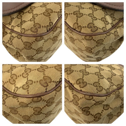 Gucci Ski Brown Beige Gold GG Canvas Leather Shoulder Bag Pochette