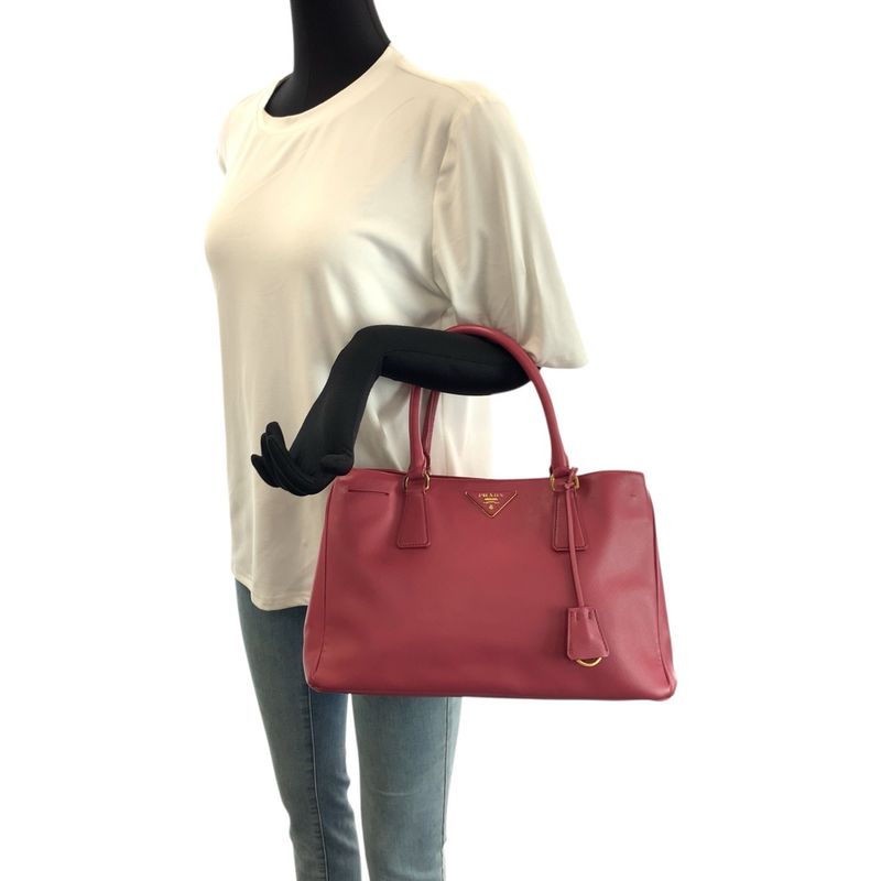 Prada Saffiano Galleria 2-Way Pink Gold Leather Shoulder Bag