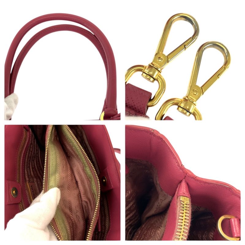 Prada Saffiano Galleria 2-Way Pink Gold Leather Shoulder Bag