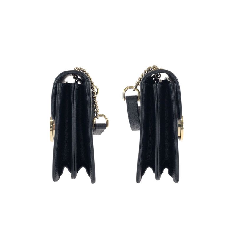 Gucci Interlocking Black Gold Leather Chain Shoulder Bag