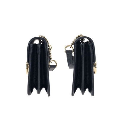 Gucci Interlocking Black Gold Leather Chain Shoulder Bag