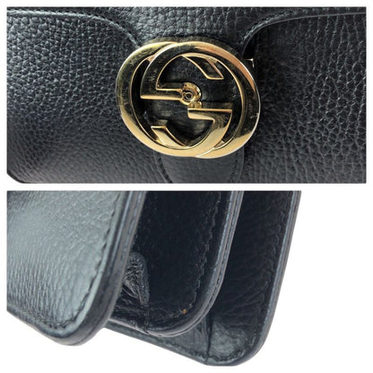 Gucci Interlocking Black Gold Leather Chain Shoulder Bag