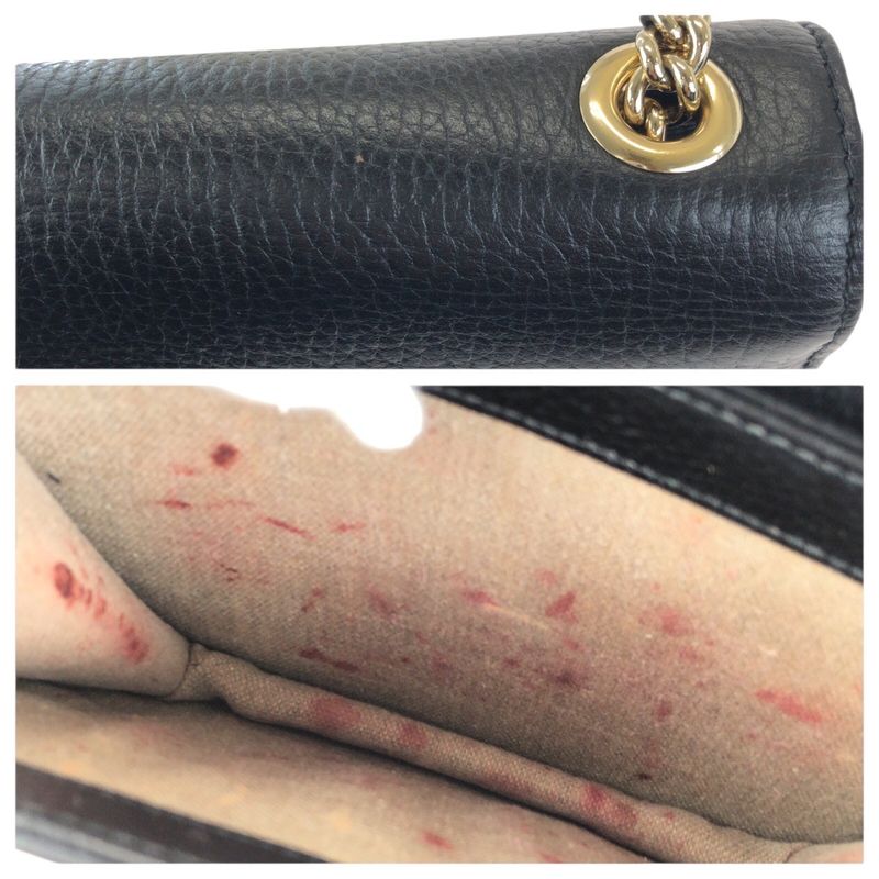 Gucci Interlocking Black Gold Leather Chain Shoulder Bag