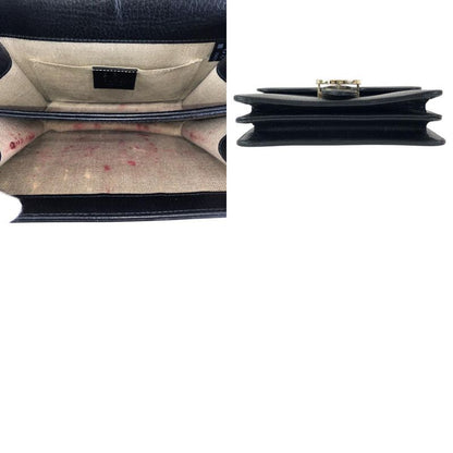 Gucci Interlocking Black Gold Leather Chain Shoulder Bag