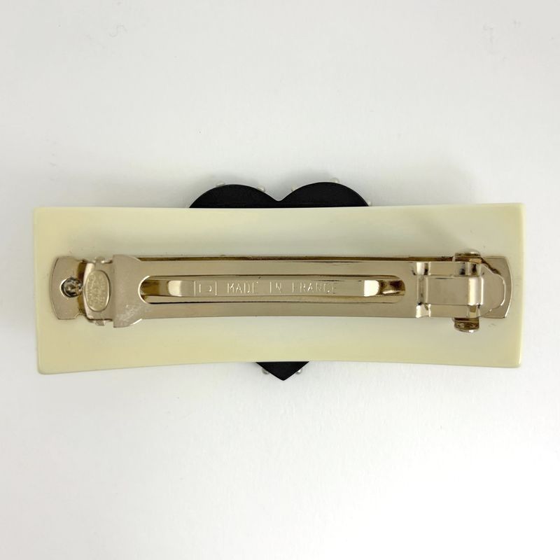 Chanel Coco Barrette Heart Plastic White Hair Accessory