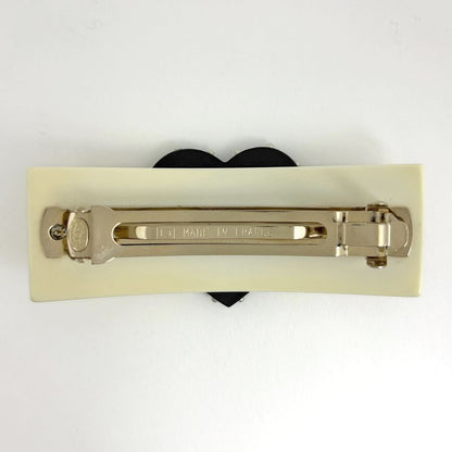 Chanel Coco Barrette Heart Plastic White Hair Accessory